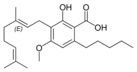 Chemical structure of cannabigerolic acid A monomethyl ether.