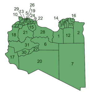 Cele 32 districte ale Libiei