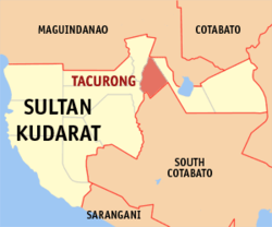 Mapa de Sultan Kudarat con Tacurong resaltado