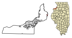 Location of Hillsdale in Rock Island County, Illinois.