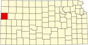 Map of Kansas highlighting Wallace County