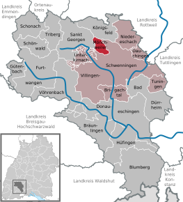 Poziția Mönchweiler pe harta districtului Schwarzwald-Baar-Kreis