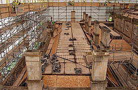 Dyrham Park roof repairs viewed from the walkway