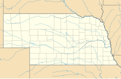 Mapa konturowa Nebraski, na dole znajduje się punkt z opisem „Norman”