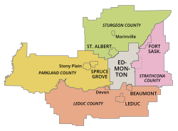 Member municipalities of the Edmonton Metropolitan Region Board