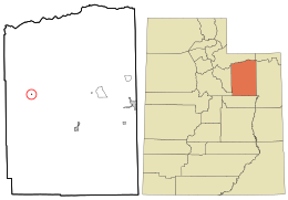 Location in Duchesne County and the state of Utah