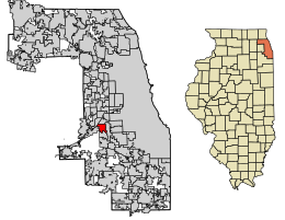 Location of Justice in Cook County, Illinois.