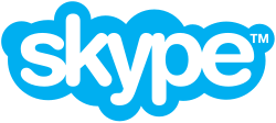 logo of skype white letters on blue background