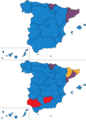 Volební mapy dle autonomních oblastí a provincií.