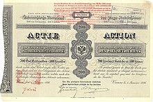 Aktie der Kaiser. Kön. privilegierten Österreichischen Länderbank über 200 öst. Goldgulden, ausgestellt in Wien am 1. Januar 1886