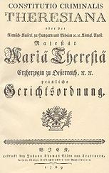 Titelseite der Constitutio Criminalis Theresiana