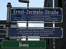 Foto des Straßenschildes der Ernst-Zermelo Straße