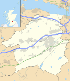 Mapa konturowa West Lothian, w centrum znajduje się punkt z opisem „Blackburn”