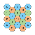 Minimal network layout in United States, providing coverage of an area using three channels