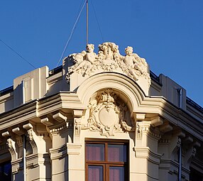 Beaux-Arts putti on Bulevardul Regina Elisabeta no. 41, Bucharest, Romania, unknown architect, c.1900