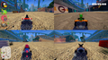 Split-screen 4-player multiplayer in SuperTuxKart (2017, 0.9.3)