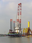 Jack-up crane ship, used to install offshore wind turbines