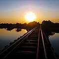 Rajshahi Railway above a lake