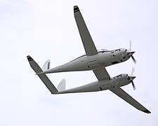 Rutan Boomerang, an asymmetric airplane, intended to have less thrust asymmetry if one engine fails than a normal airplane would