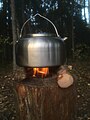 Kettle on a swedish torch.