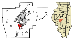 Location of Chatham in Sangamon County, Illinois.