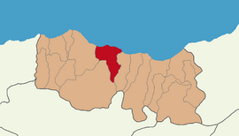 Map showing Ortahisar District in Trabzon Province