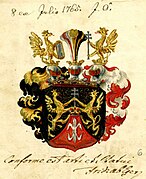 Wappen der Freiherren Matz von Spiegelfeld (1765) mit Freiherrenkrone