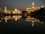 North and South Block of the Secretariat Building illuminated