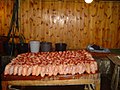 Caught puffins prepared for the farm's cuisine.