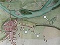 Aarau, 1809. 1: Meyers Villa, 2: Kantonsschule, 3: Telliring