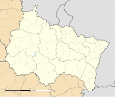 Mapa konturowa regionu Grand Est, po lewej nieco na dole znajduje się punkt z opisem „Paisy-Cosdon”