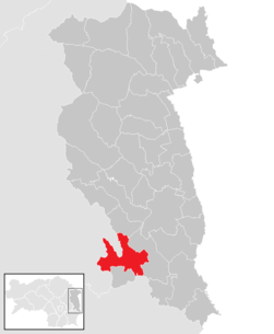 Lage der Gemeinde Ilz (Steiermark) im Bezirk Hartberg-Fürstenfeld (anklickbare Karte)