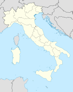 Mapa konturowa Włoch, w centrum znajduje się punkt z opisem „Forio”