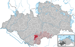 Elhelyezkedése Mecklenburg-Elő-Pomeránia térképén