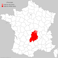 Ligging van Auvergne in Frankrijk