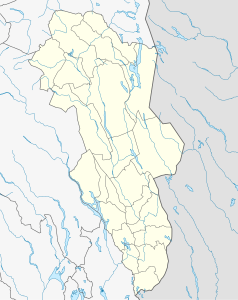 Mapa konturowa Hedmarku, blisko centrum na lewo znajduje się punkt z opisem „Sjusjøen”