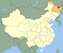 Hegang (red) in Heilongjiang (orange)