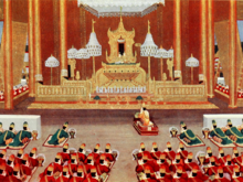 Dipinto del trono reale birmano a forma di palin