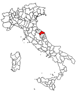 Karta över Italien med Provincia di Ancona markerat