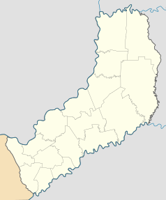 Mapa konturowa Misiones, blisko lewej krawiędzi nieco na dole znajduje się punkt z opisem „Posadas”