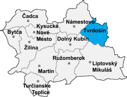 Localisation du district de Tvrdošín dans la région de Žilina (carte interactive)