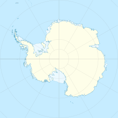 Mapa konturowa Antarktyki, u góry po lewej znajduje się punkt z opisem „Base Antártica Matienzo”