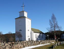 View of the local church in Nodeland