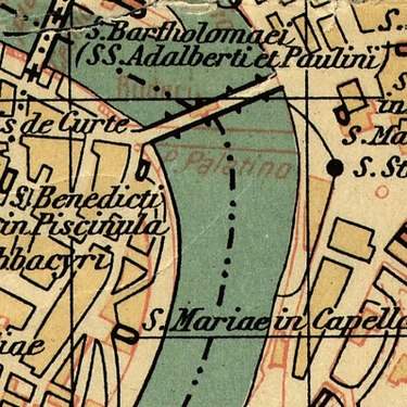 Santa Maria in Cappella (här benämnd S. Mariae in Capella) på Christian Hülsens karta över det medeltida Rom från år 1927.