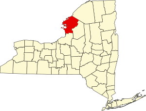 Map of New York highlighting Jefferson County