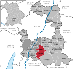 Läget för Oberhaching i Landkreis München