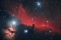 Imagem amadora da Região da Nebulosa Cabeça de Cavalo, sul da estrela Zeta Orionis no cinturão de Orion.