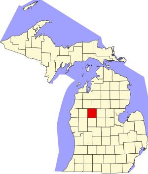 Map of Michigan highlighting Osceola County