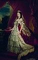 Císařovna Augusta Pruská (1811-1890) v majestátní róbě a s řádovým odznakem na mašli