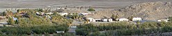 Zzyzx, showing Lake Tuendae (left) and the now-Desert Studies Center